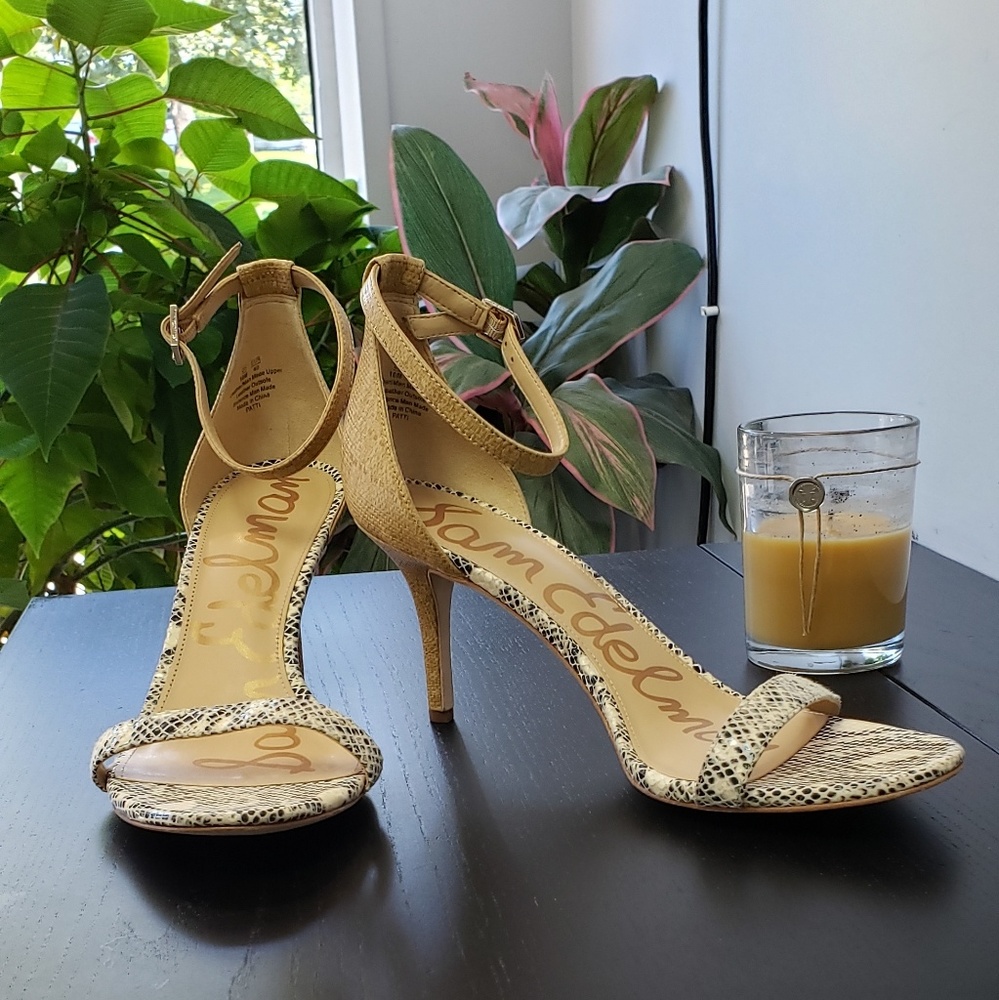 Snake/Woven Pattern Patti Ankle Strap Sandal